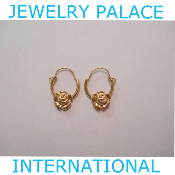 14K Gold Filled Blossoming Flower Hoop Earrings. - Picture 1 of 4